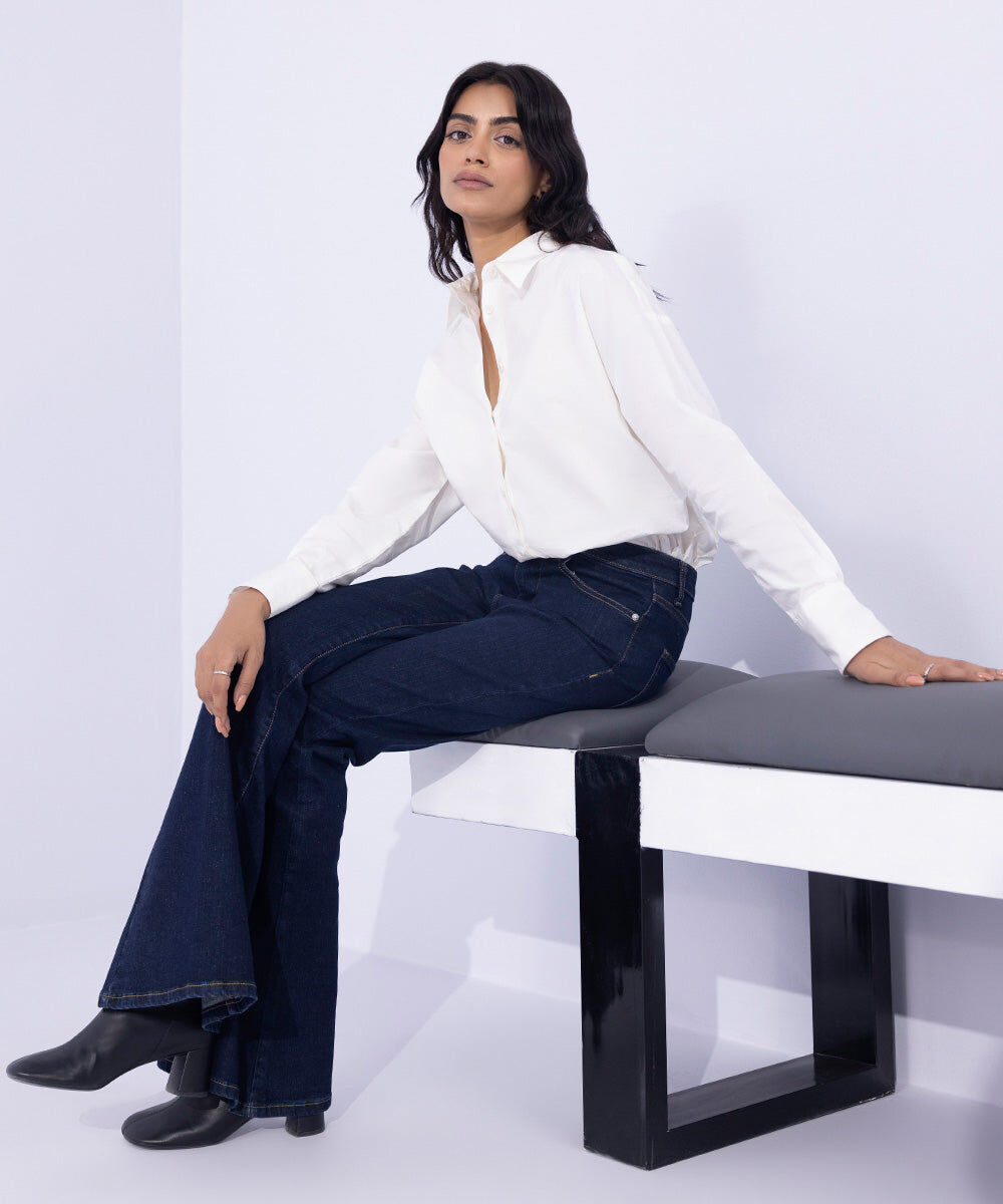 Woman - Blue Flare Fit Denim