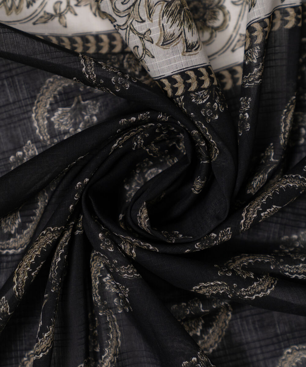 Textured Voile Printed Black Dupatta