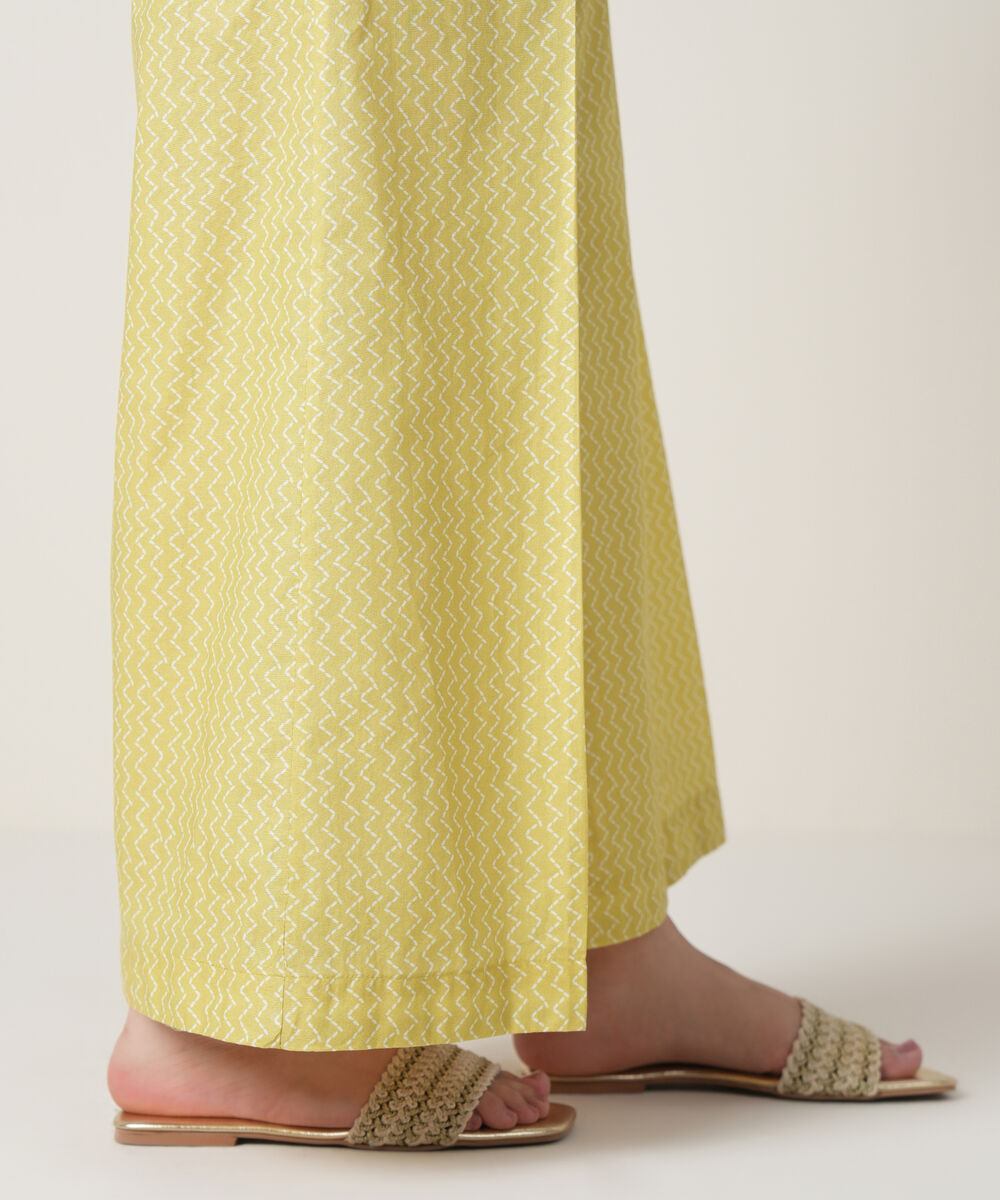 Women's RTW Cambric Yellow Printed Trousers