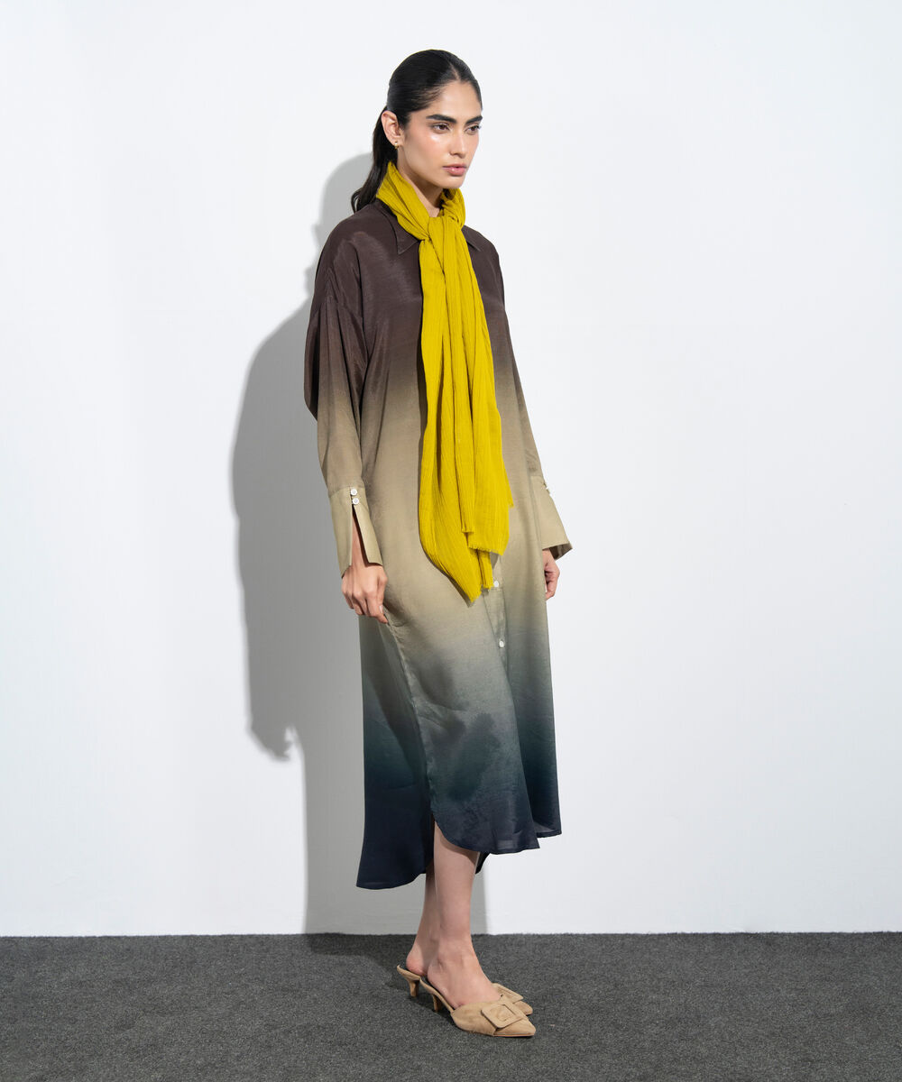 Women's Western Mustard  Textured Scarf