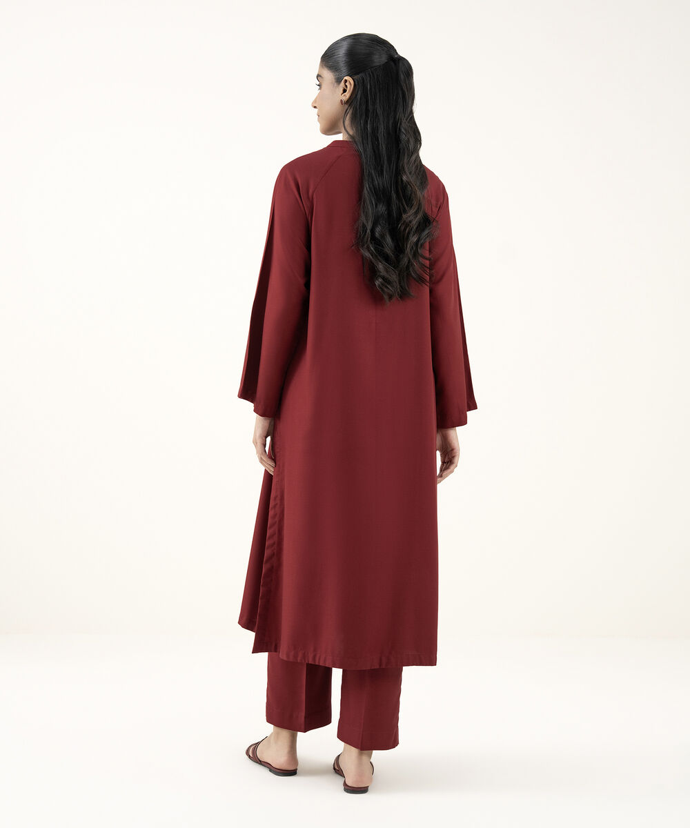 Women's RTW Dobby Red Solid Straight Shirt