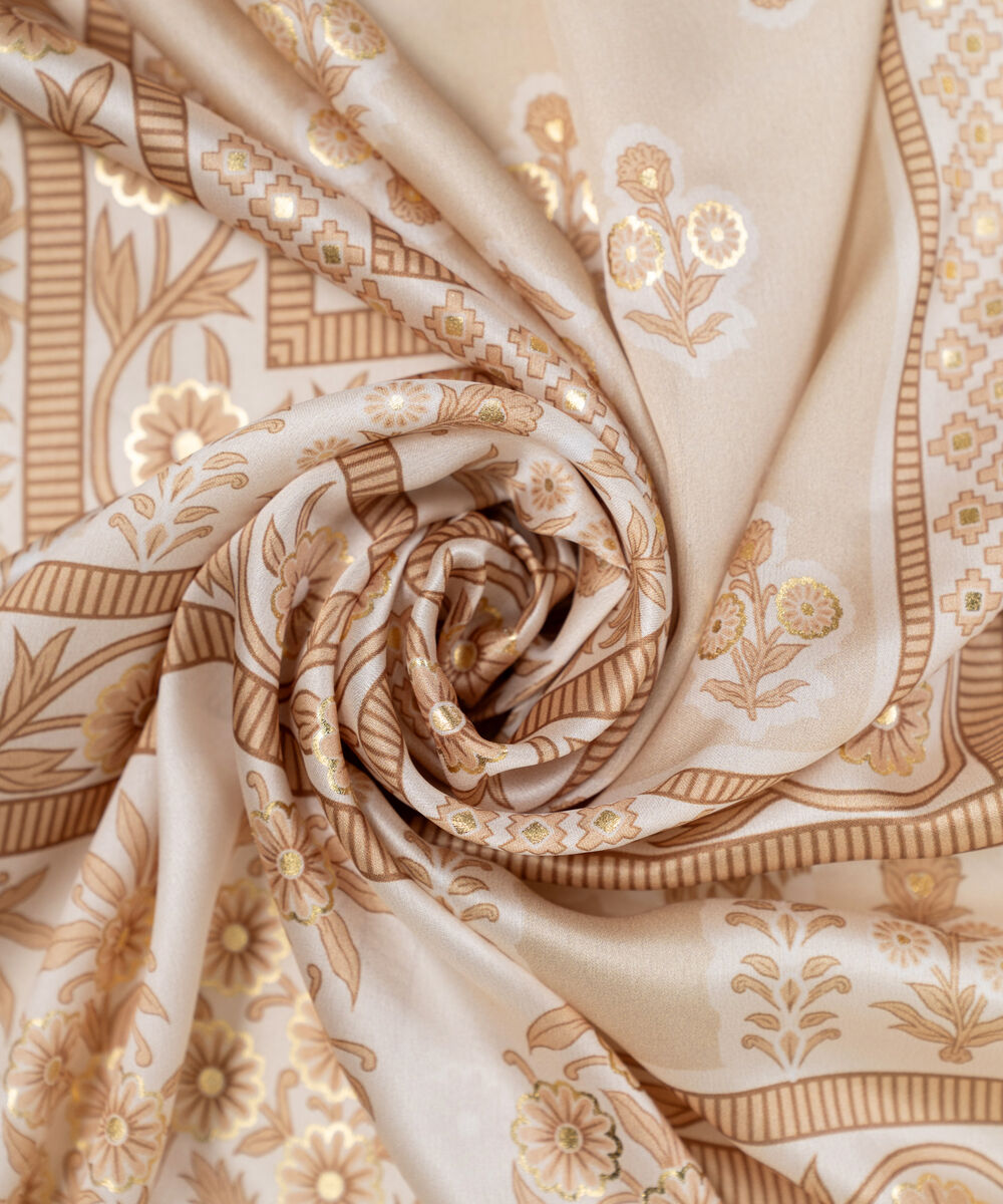 Foil Silk Printed Yellow Dupatta