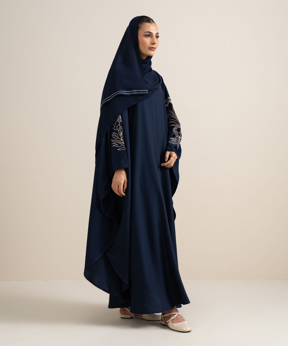 Women's Navy Blue Kaftan Abaya Set