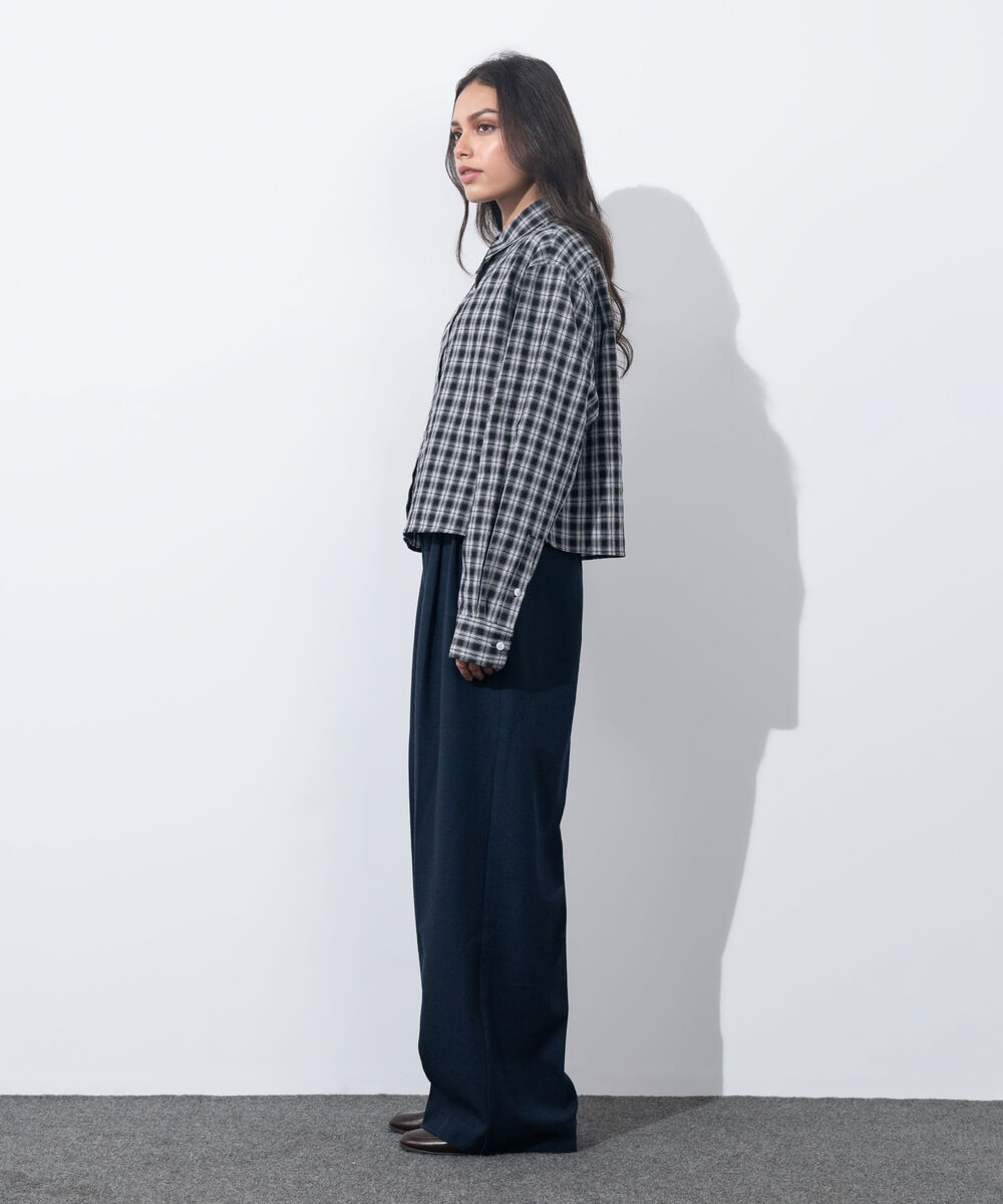 Women's Western Wear Black & White Checkered Boxy Shirt