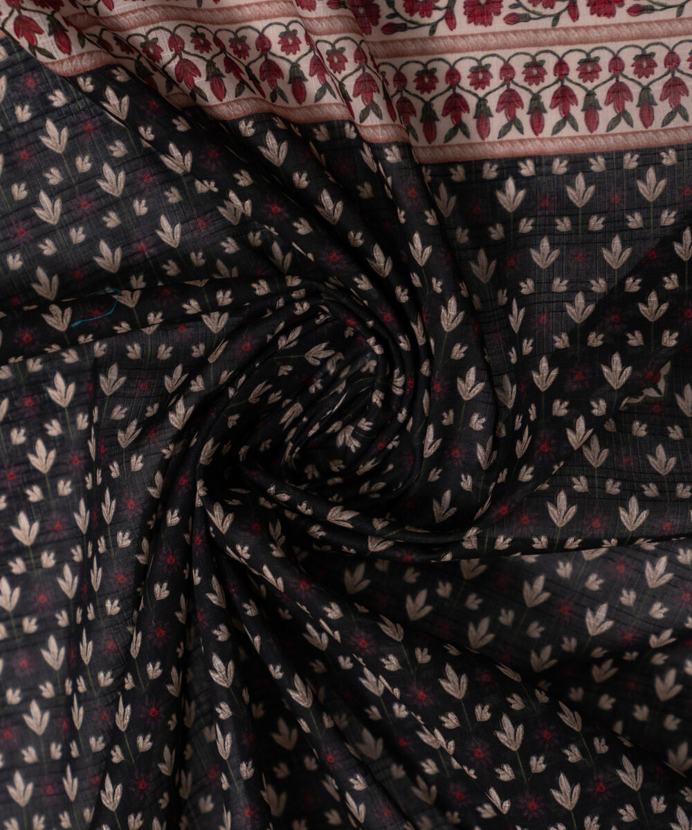 Textured Voile Printed Black Dupatta