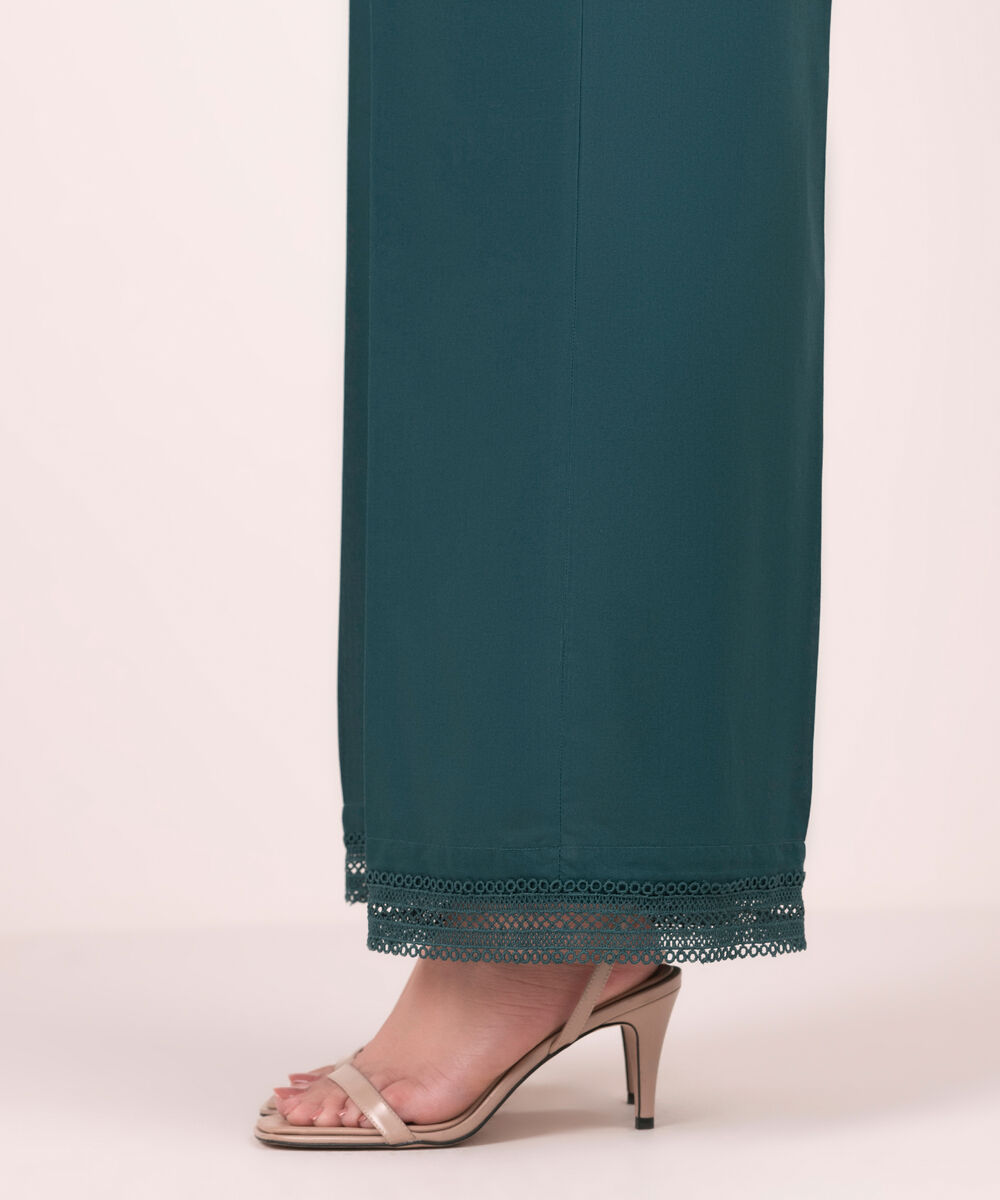 Women's RTW Lawn Solid Teal Culottes