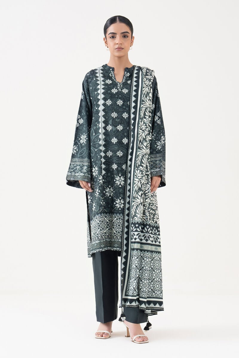 3 Piece - Printed Linen Suit