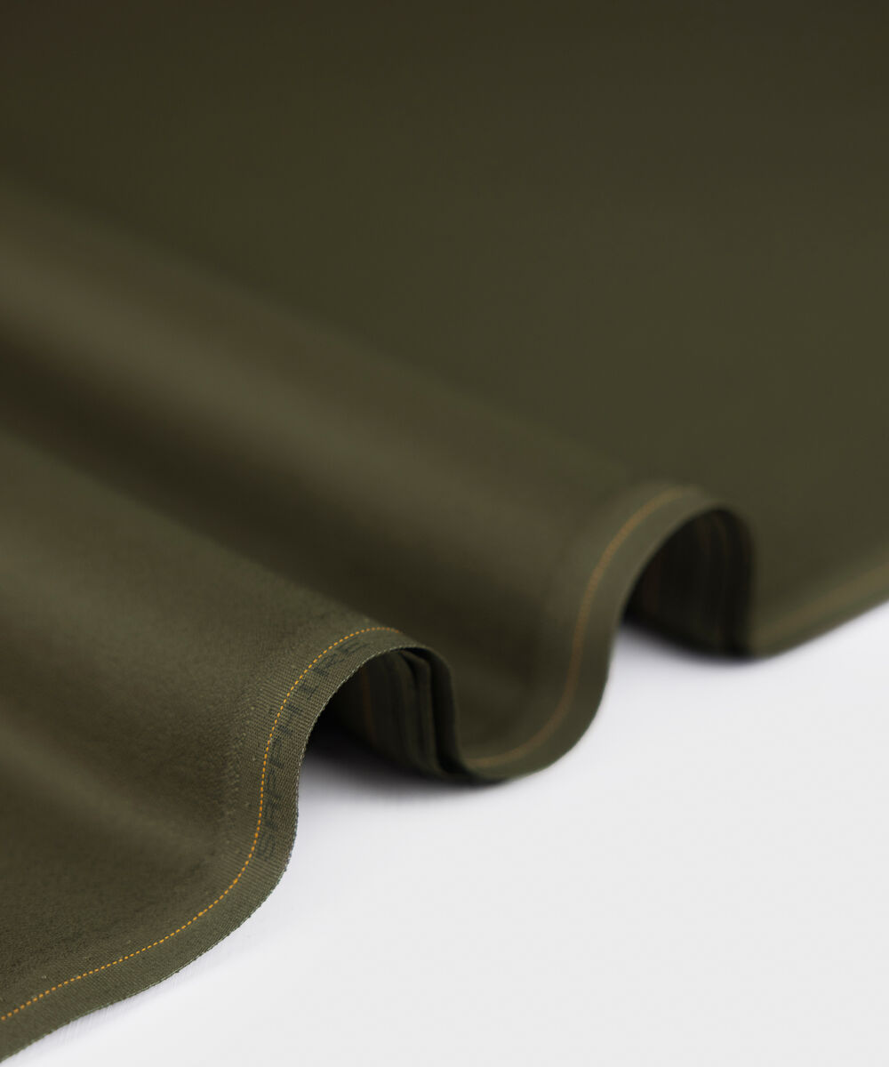 Men's Unstitched oil green premium cotton crepe Suit