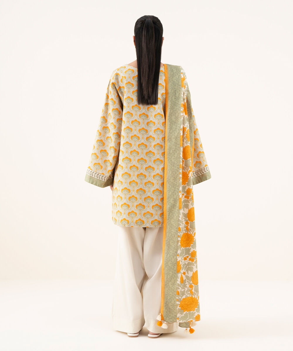 Women's Unstitched Cotton Printed Multi Two Piece Suit