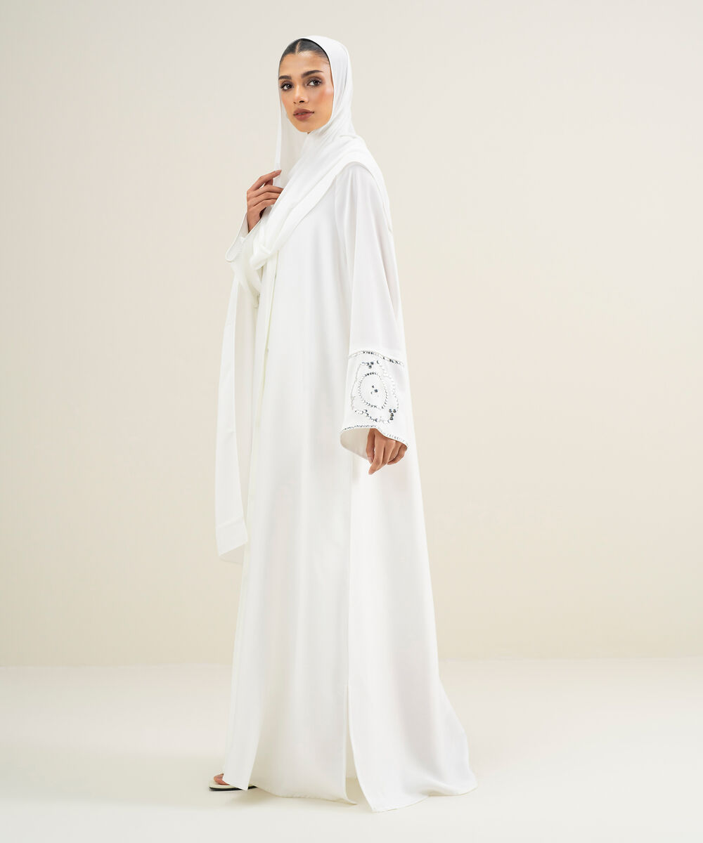 Women's White Raglan Abbaya Set