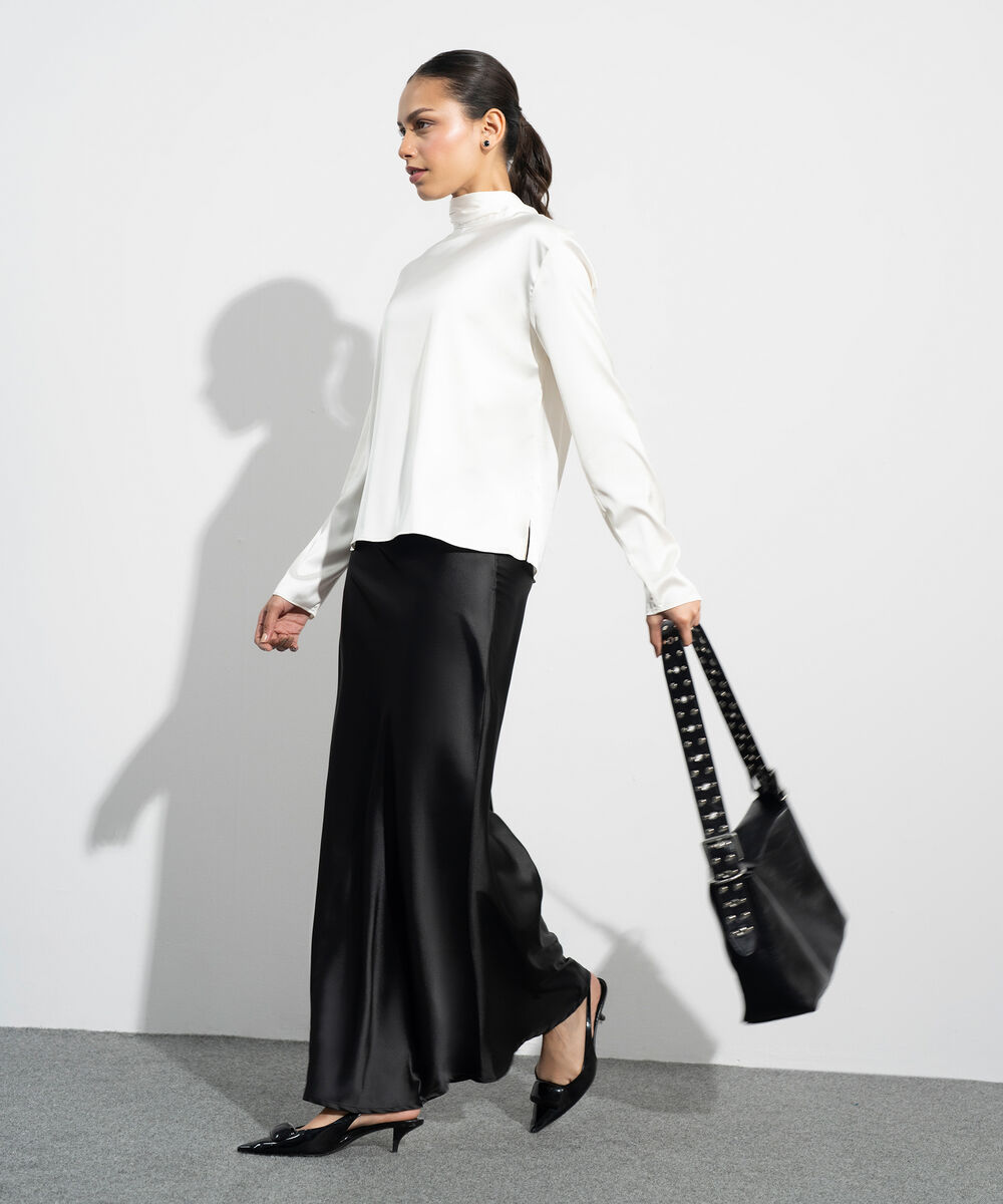 Women's Western Black Satin Skirt