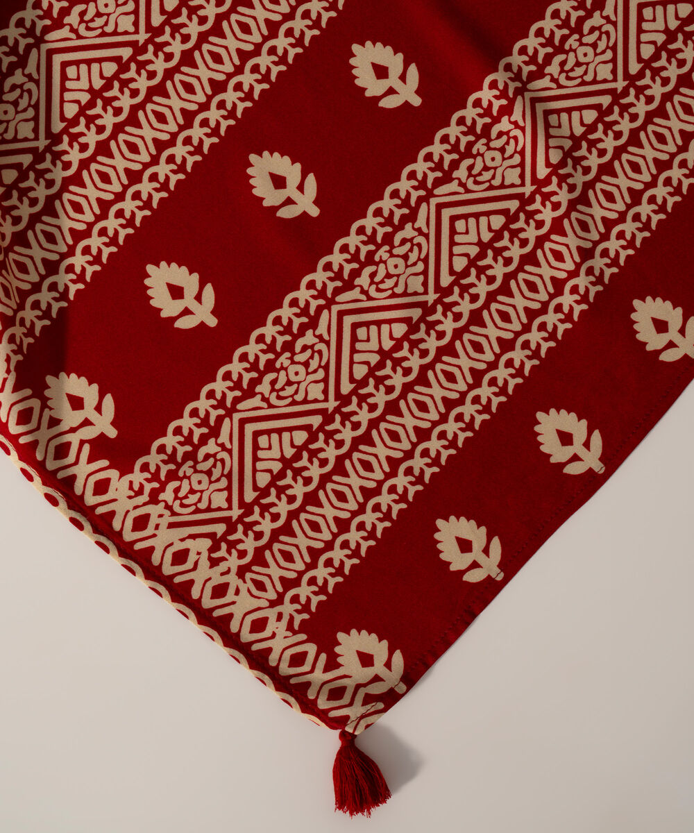 Women's RTW Viscose Linen Printed Red Dupatta