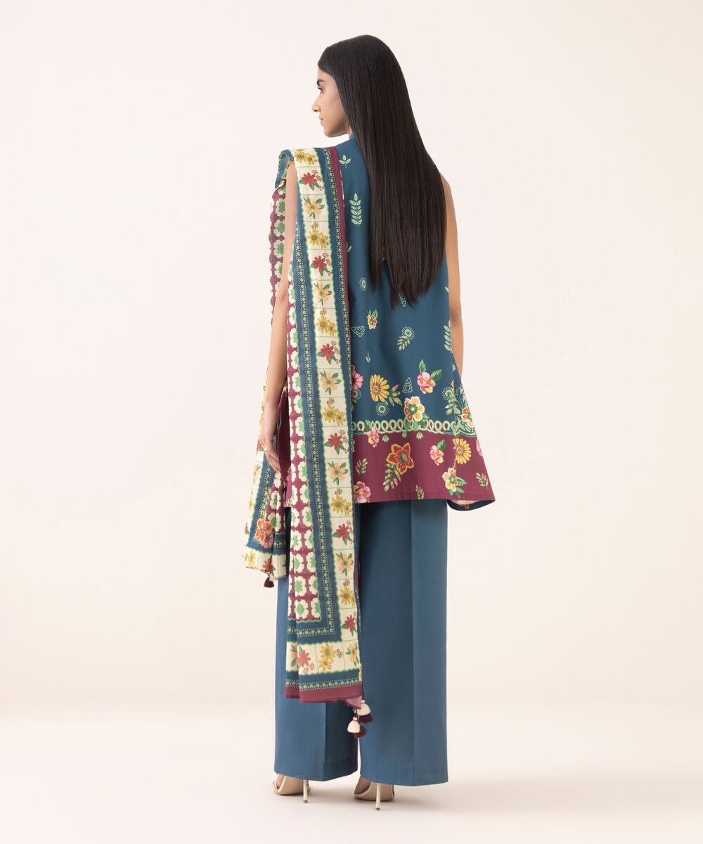 Women's Unstitched Cotton Printed Three Piece Suit