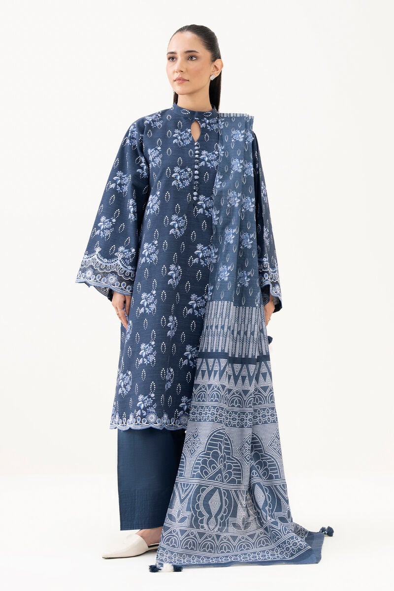 3 Piece - Embroidered Light Khaddar Suit