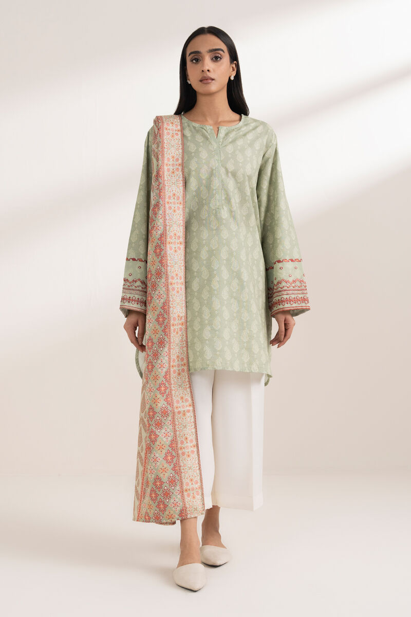 2 Piece - Embroidered Light Khaddar Suit