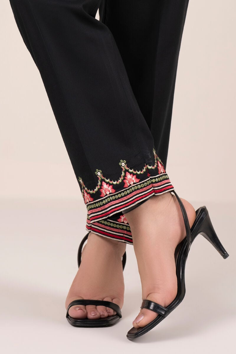 Embroidered Cambric Straight Pants