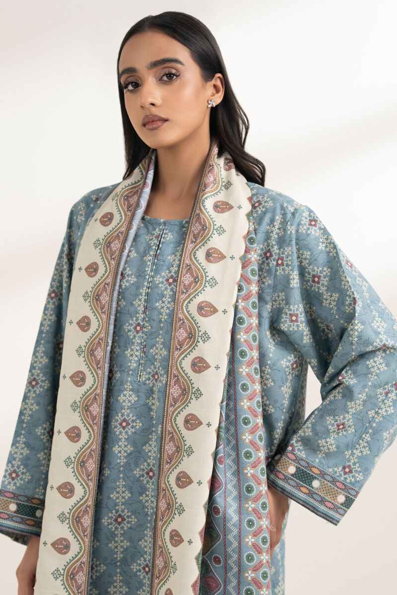 3 Piece - Printed Khaddar Suit