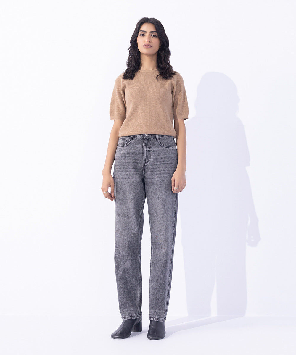 Woman - Grey Straight Fit Denim