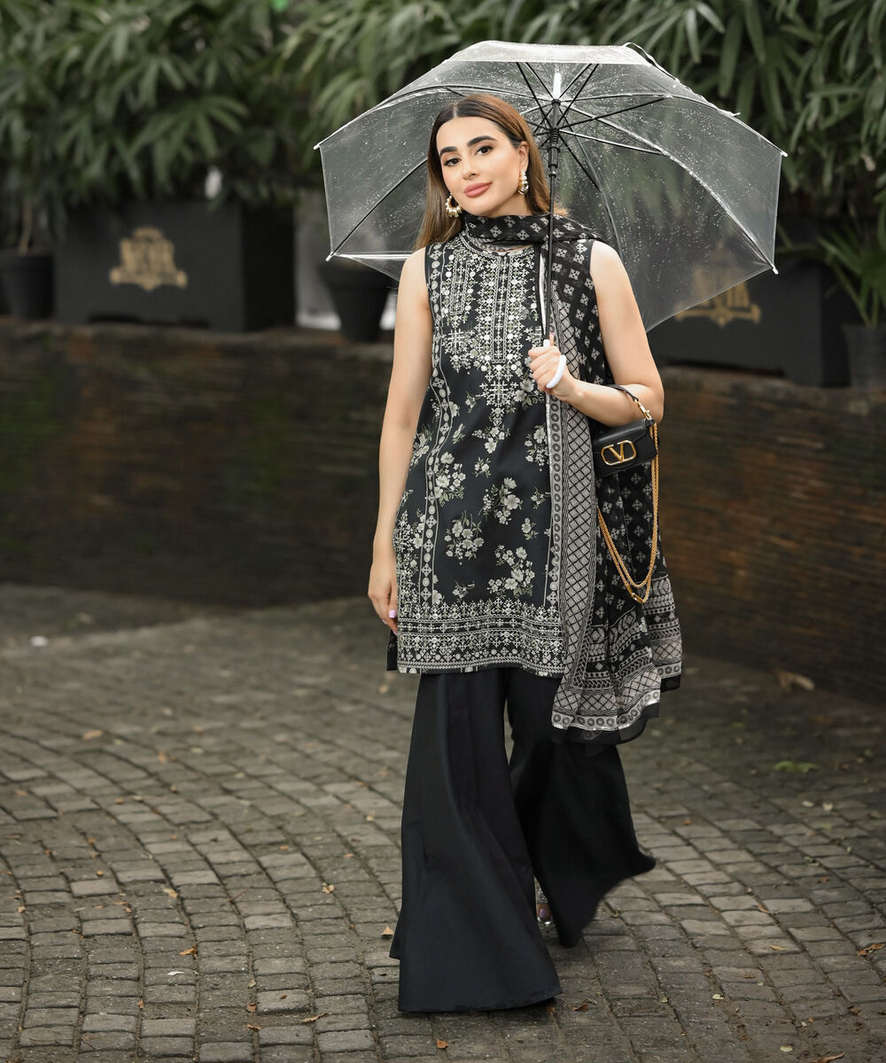 Women's Unstitched Cotton Embroidered Multi Three Piece Suit