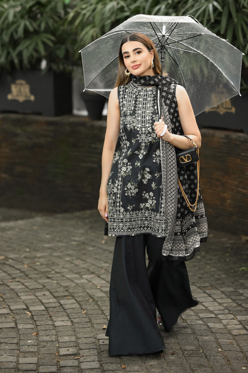 3 Piece - Embroidered Cotton Suit