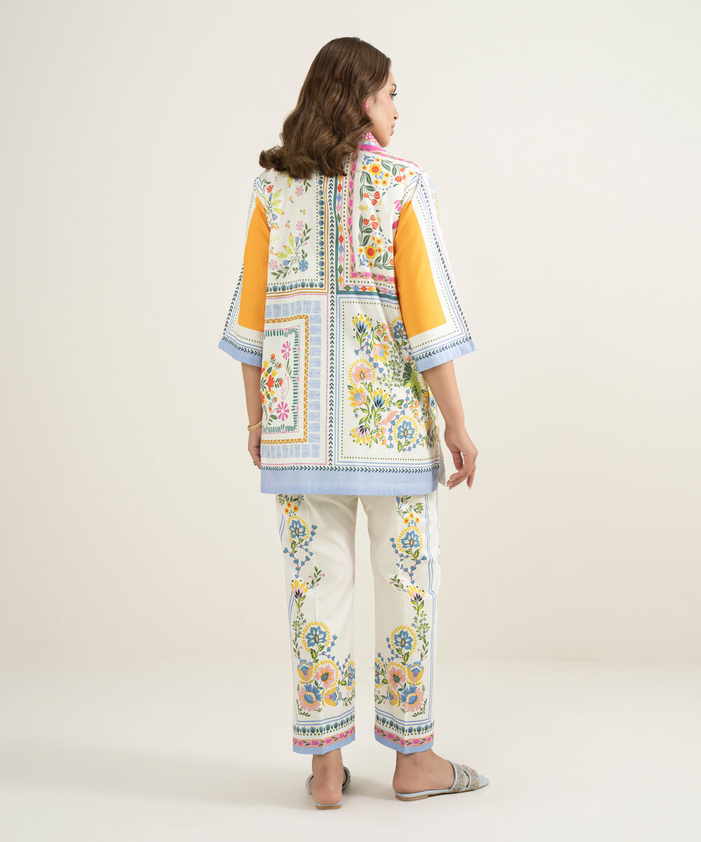 Women's RTW Cotton Viscose Printed Off White Straight Shirt