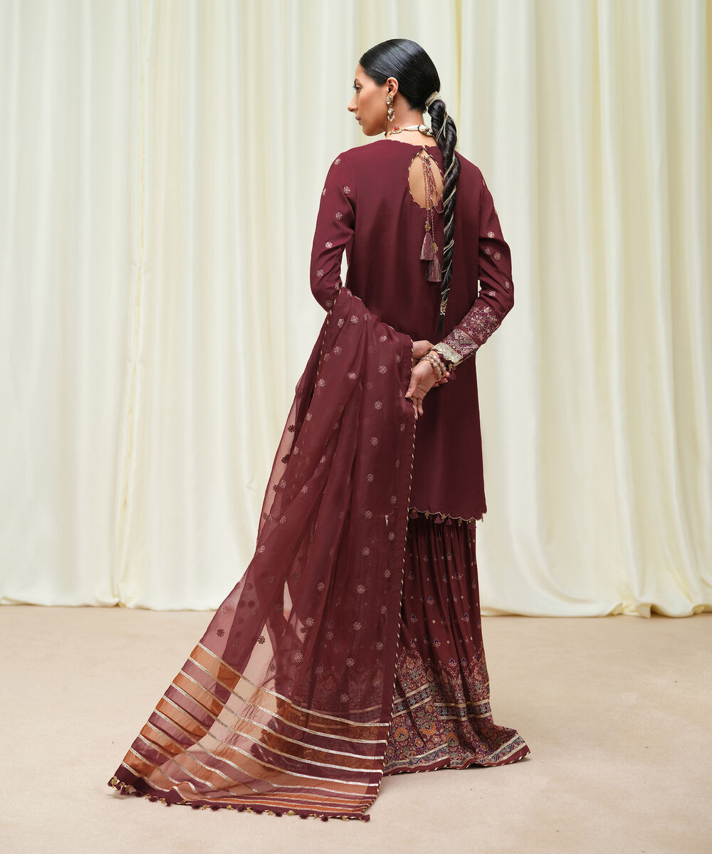 Women's Unstitched Viscose Raw Silk Dyed Three Piece Suit