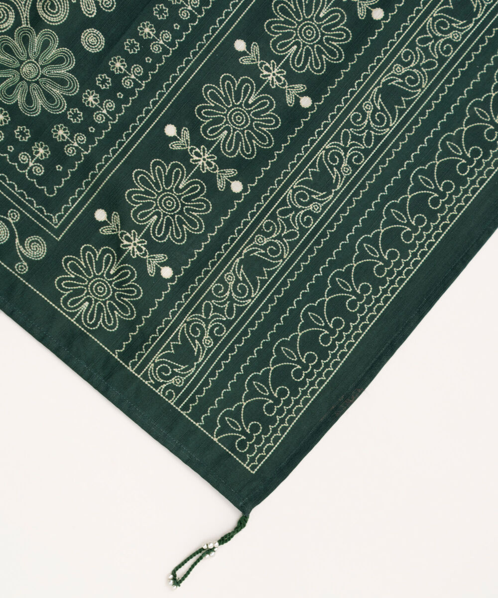 Printed Khaddar Green Dupatta