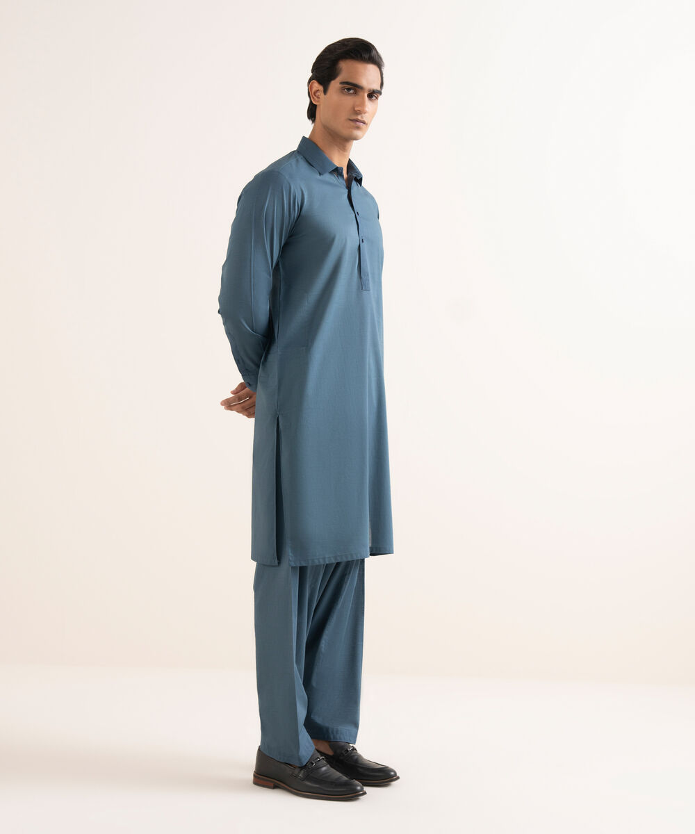 Men's Stitched Premium Cotton Grey Suit