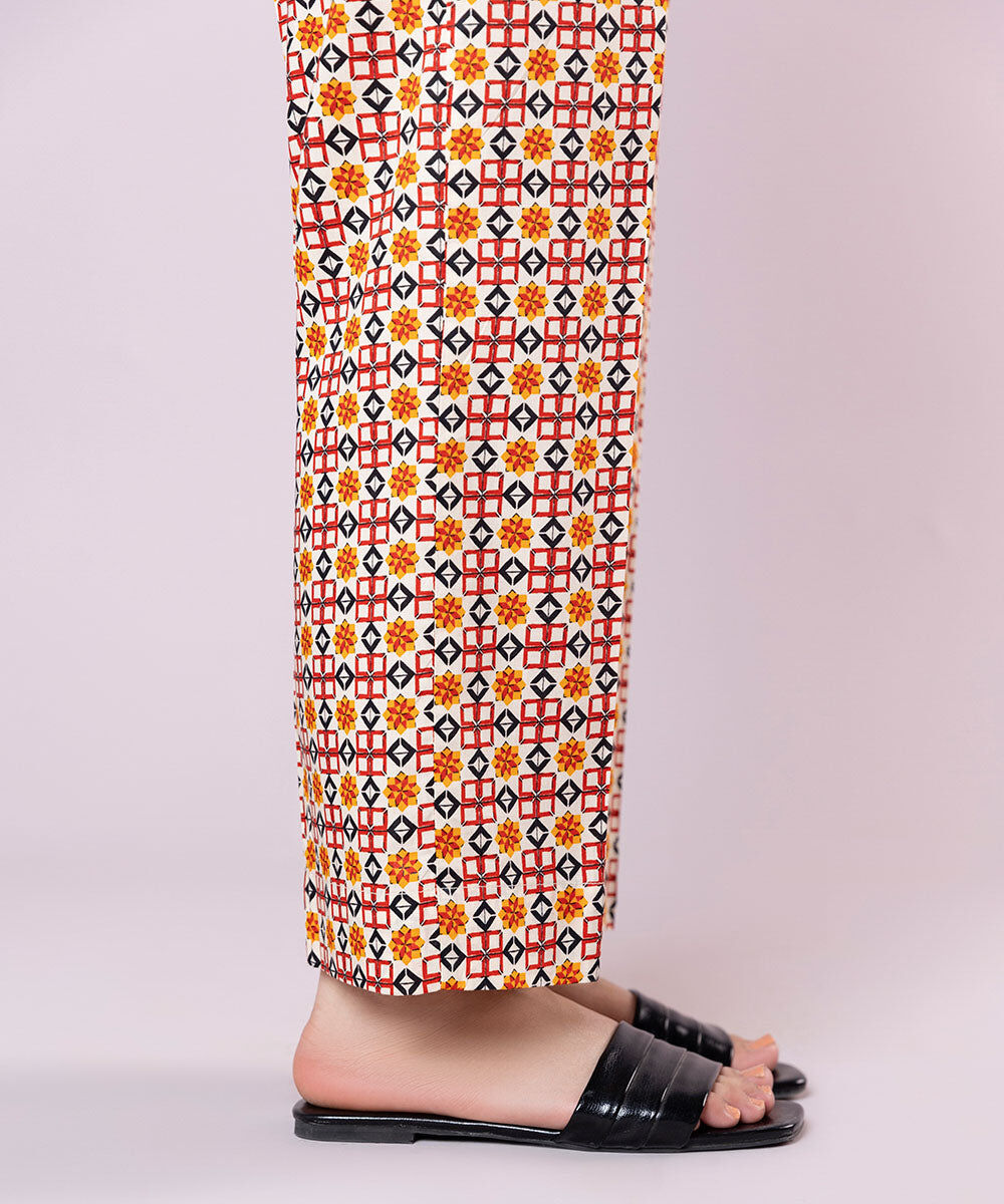 Women's Pret Cotton Viscose Printed Multi Straight Pants