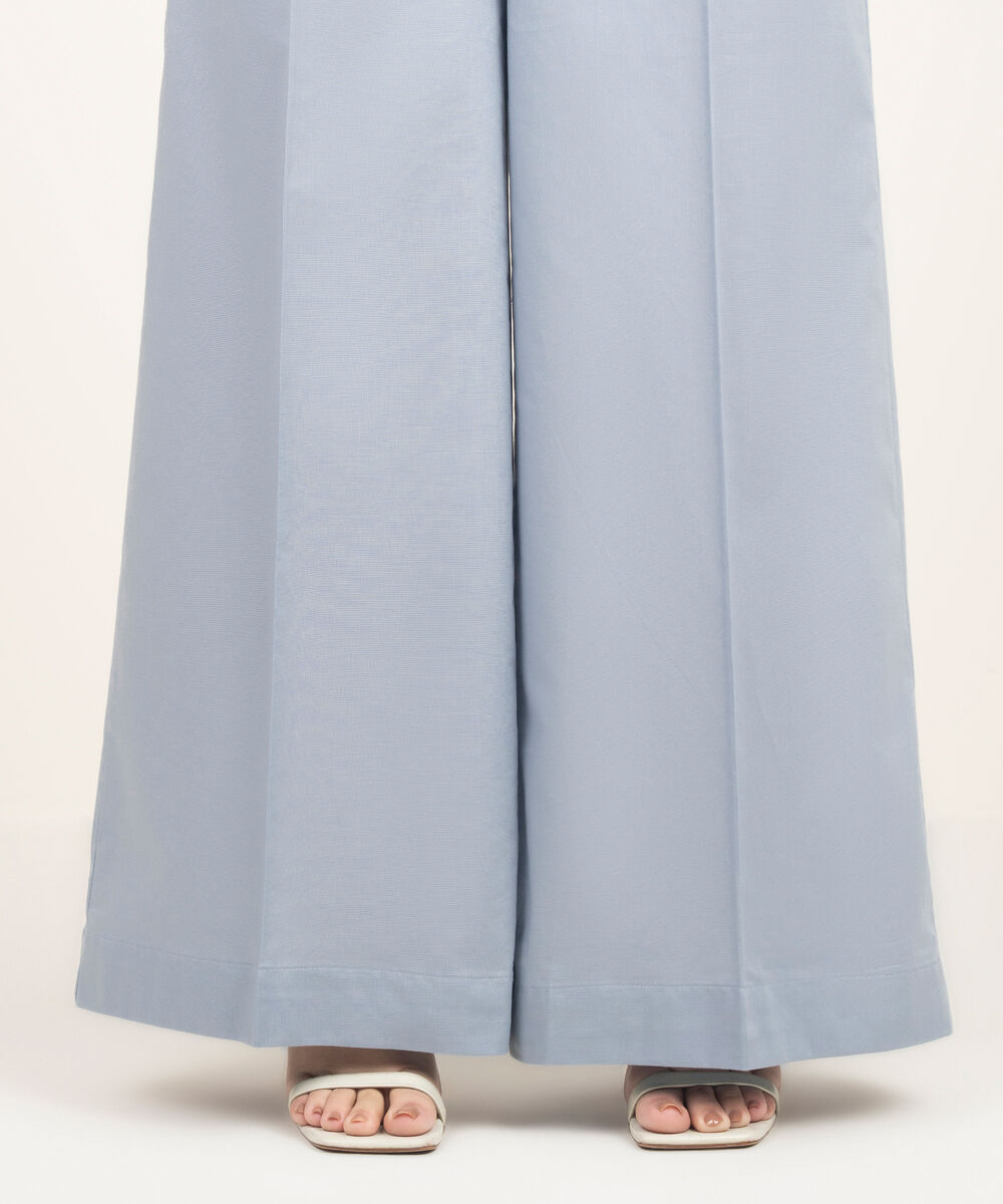 Women's RTW Cambric Solid Grey Flared Pants