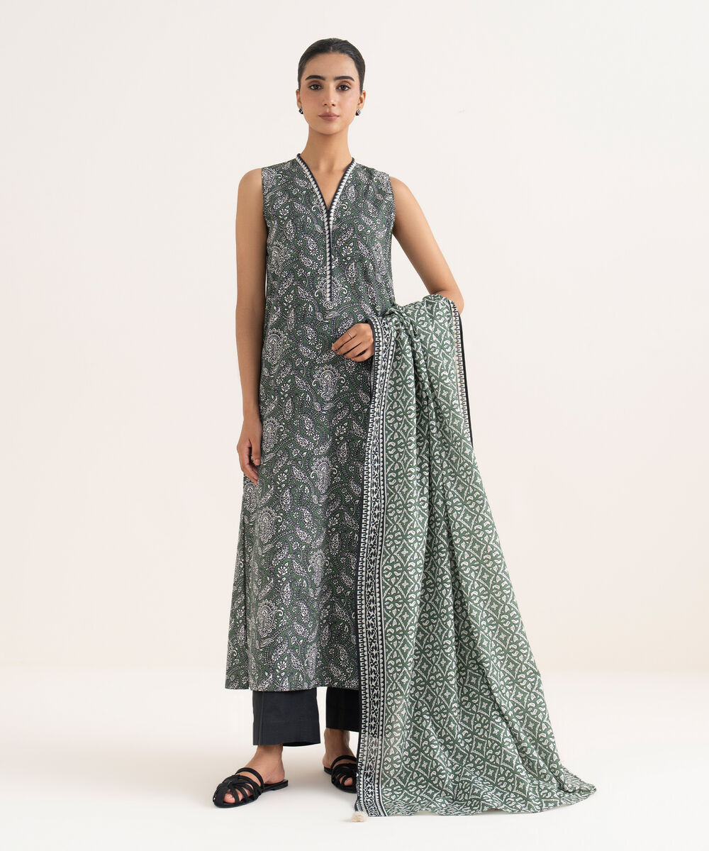 Women's Unstitched Light Khaddar Printed Multi Two Piece Suit