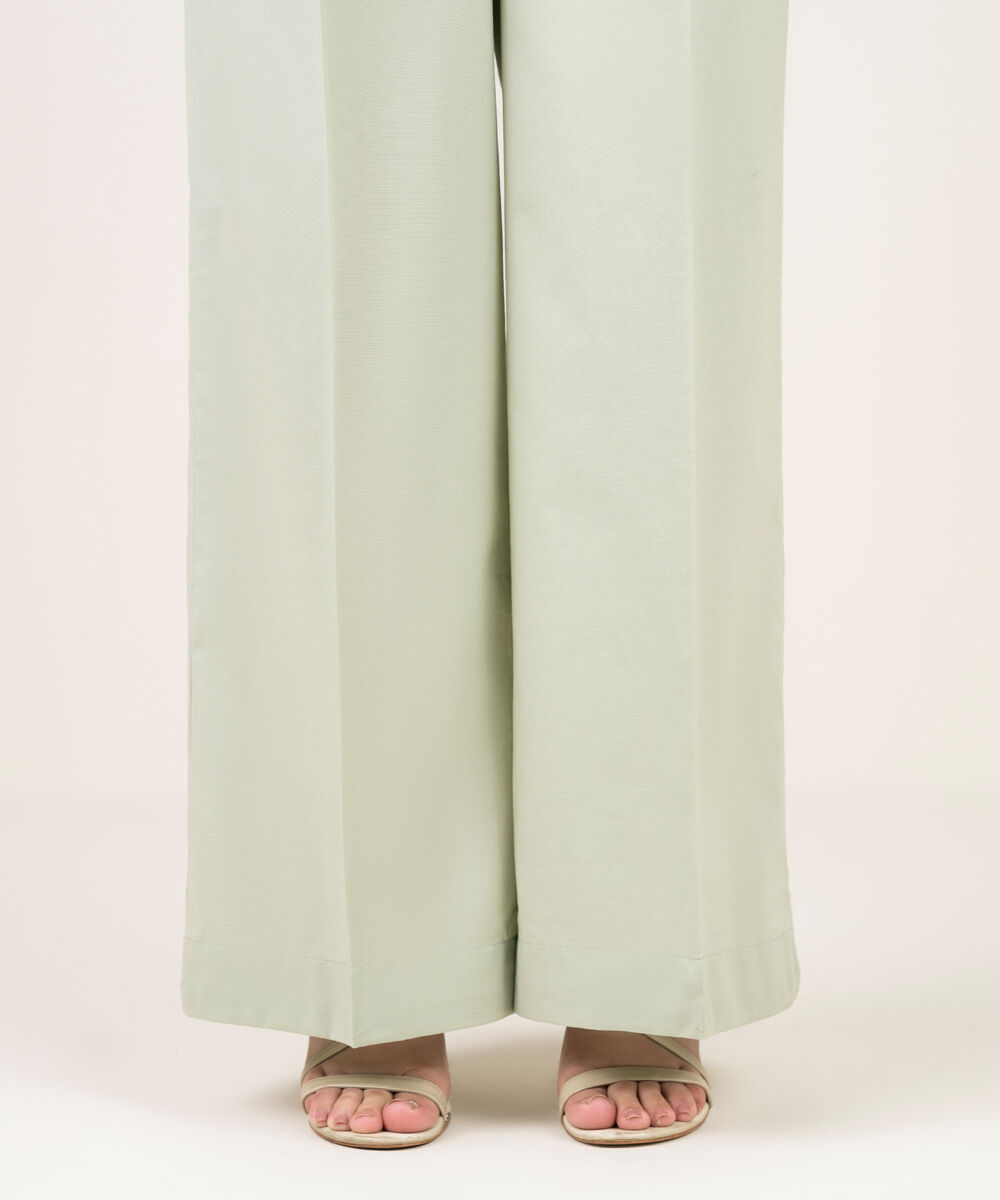 Women's RTW Cambric Solid Mint Green Culottes