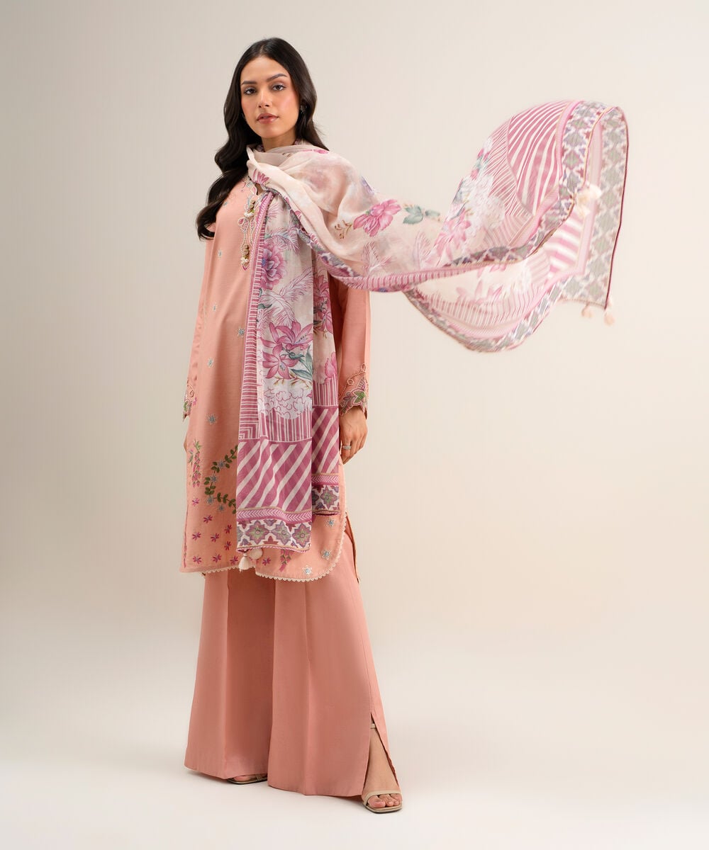 3 Piece - Embroidered Lawn Suit — Sapphire view 4