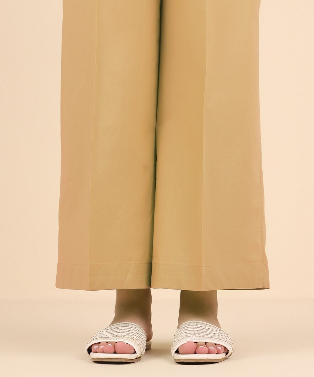 Unstitched Women's Beige Cotton Trousers