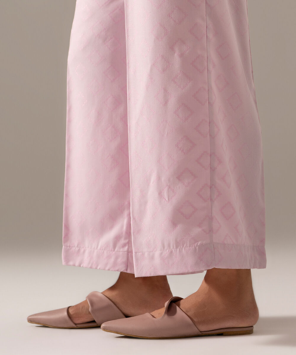 Women's RTW Poly Viscose Jacquard Solid Lavender Culottes