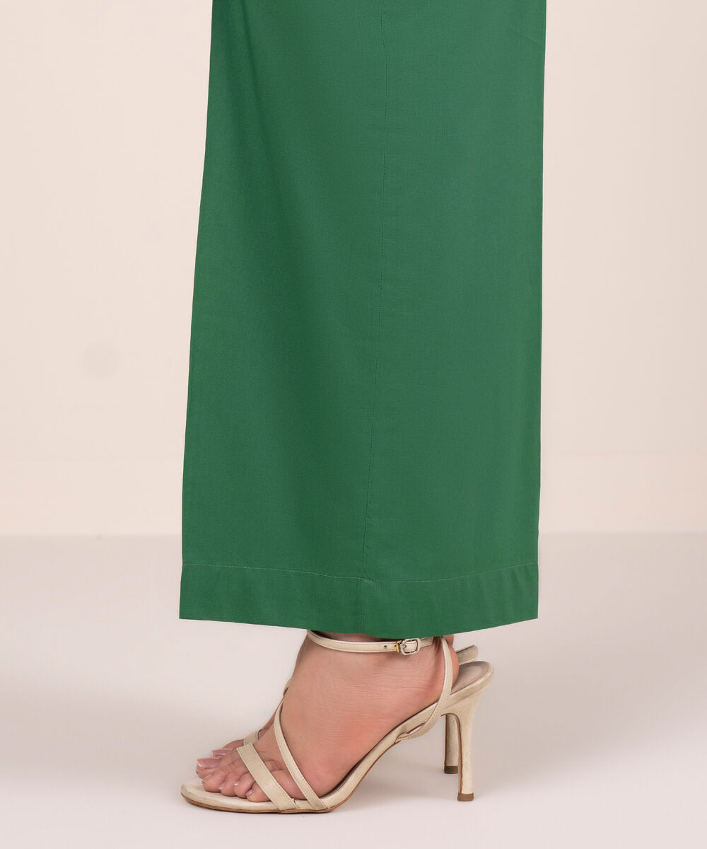 Women's RTW Cotton Viscose Solid Green Culottes