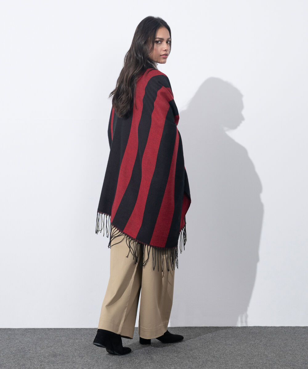 Women's Western Wear Red & Black Cape Shawl