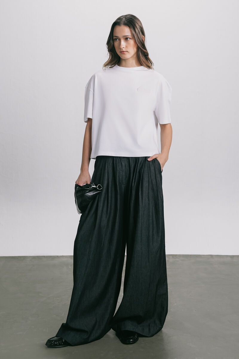 Wide-Leg Pleated Trousers