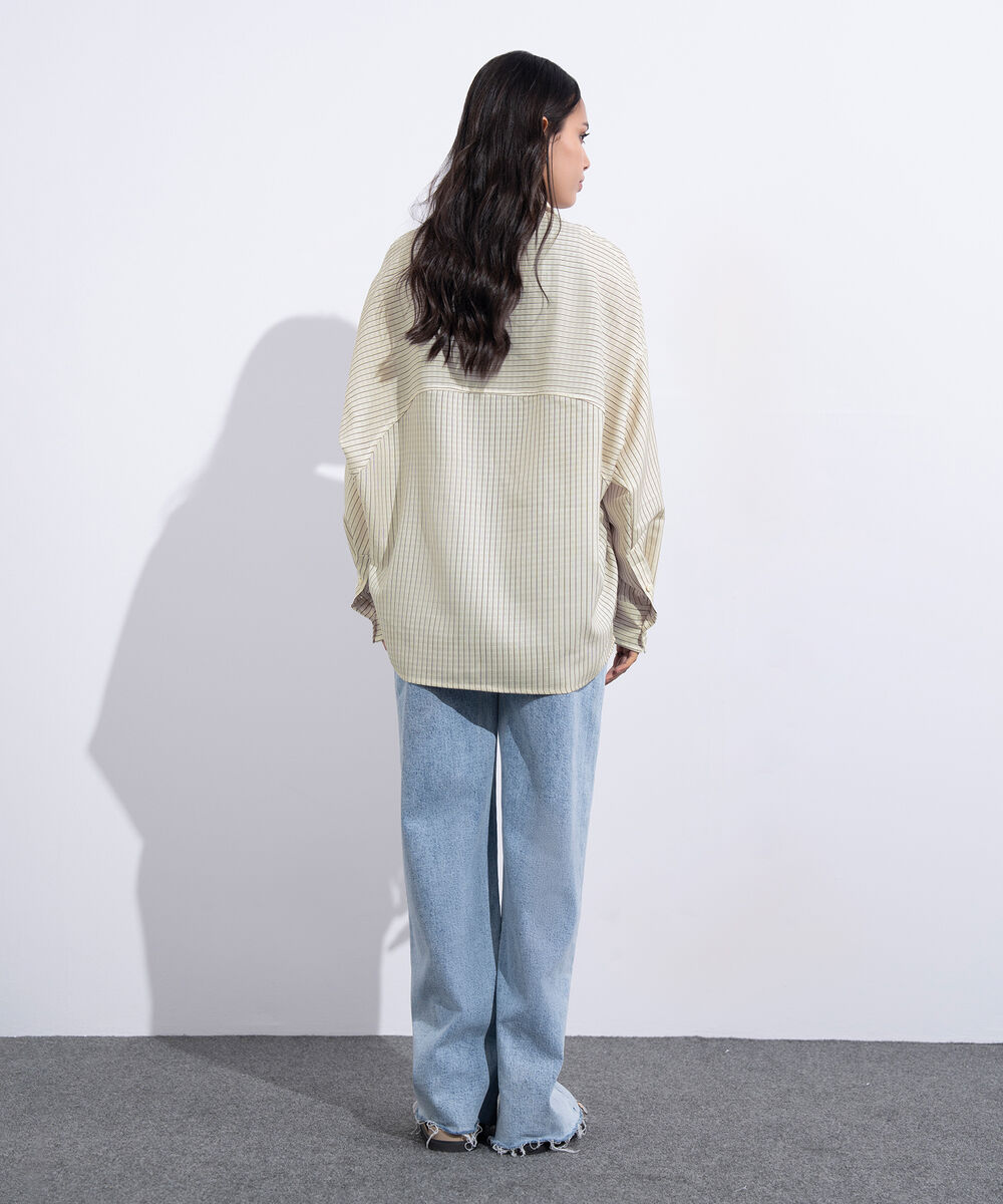 Women's Western Wear Multi Striped Oversized Texturted Shirt