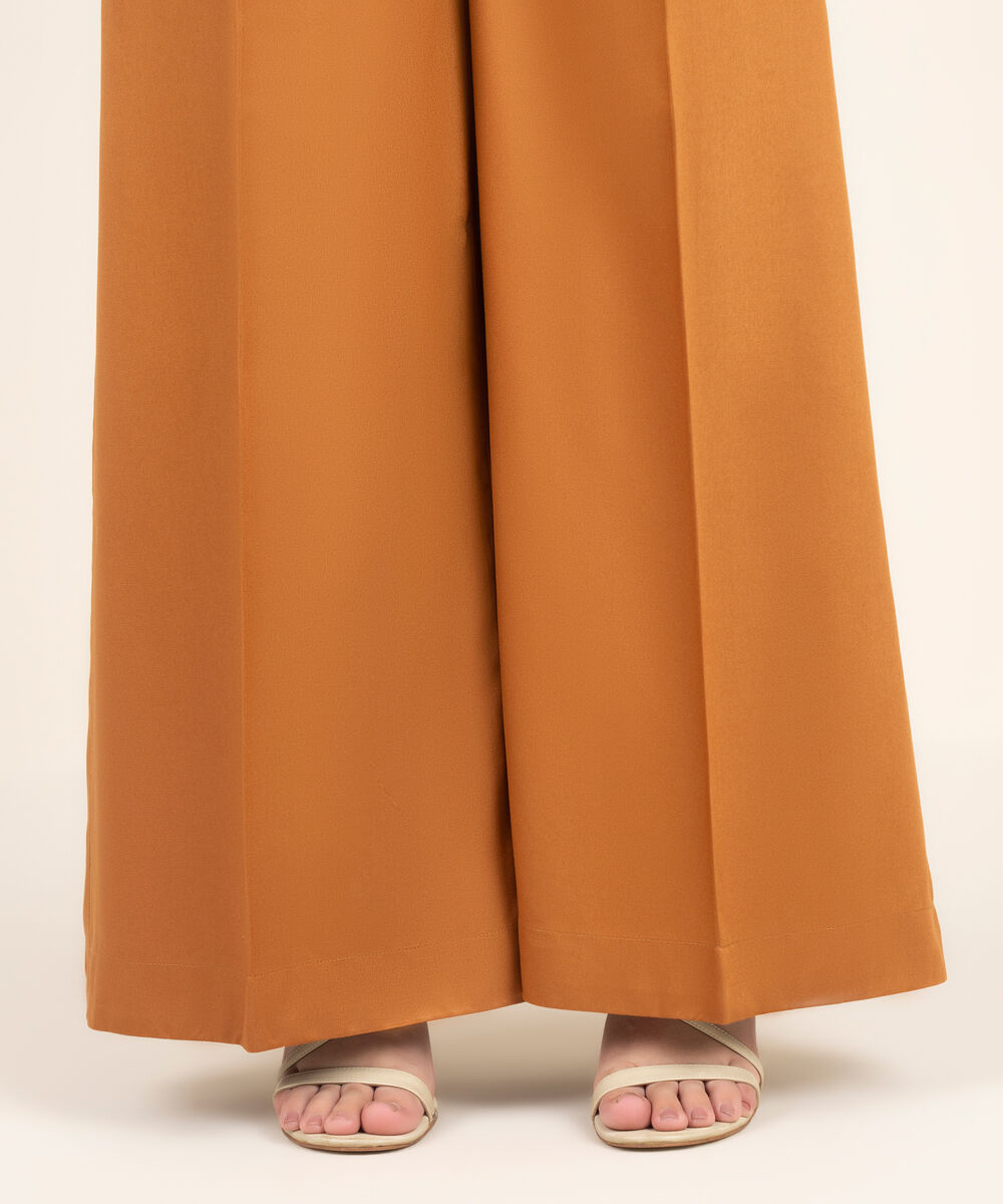 Women's RTW Viscose Marina Solid Brown Flared Pants