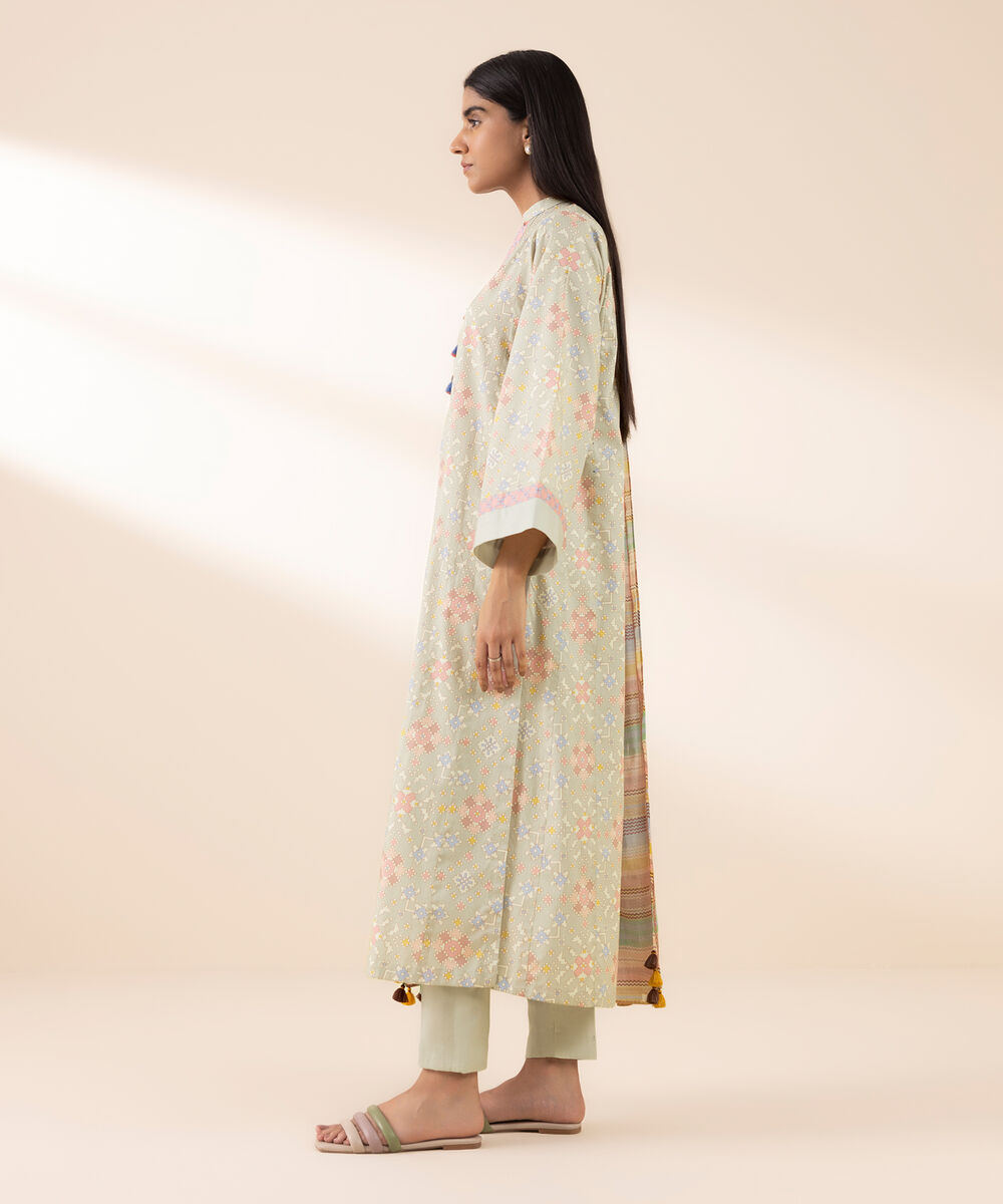 Women's Unstitched Lawn Printed Multi 3 Piece Suit