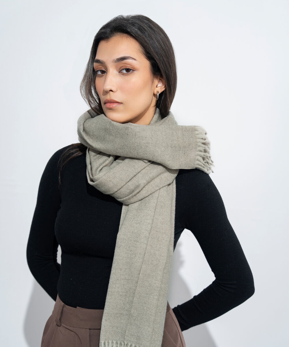 Women's Western Wear Light Grey Plain Woollen Scarf