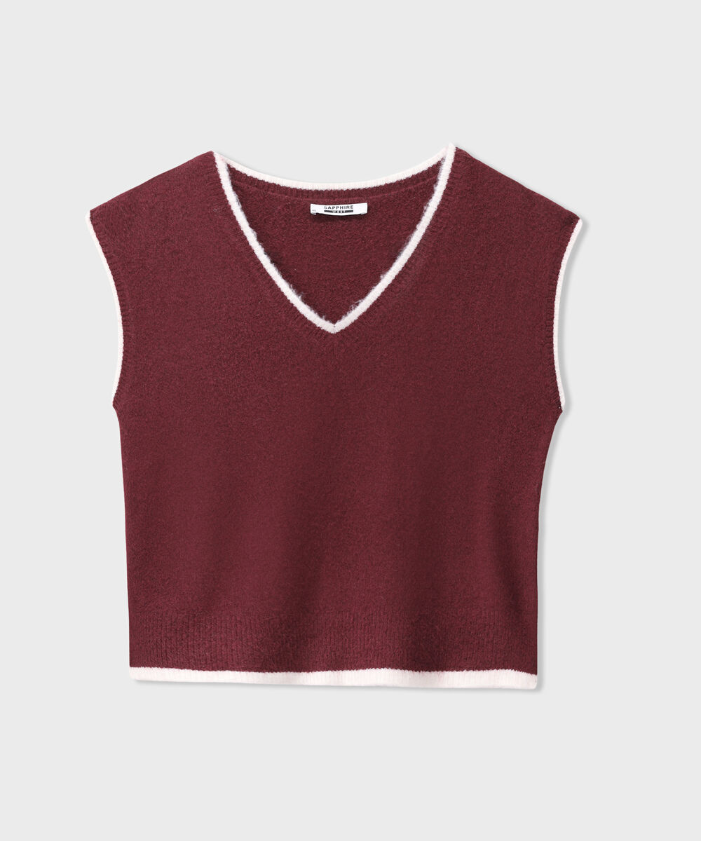 Women's Western Wear Maroon V-Neck Knit Sweater