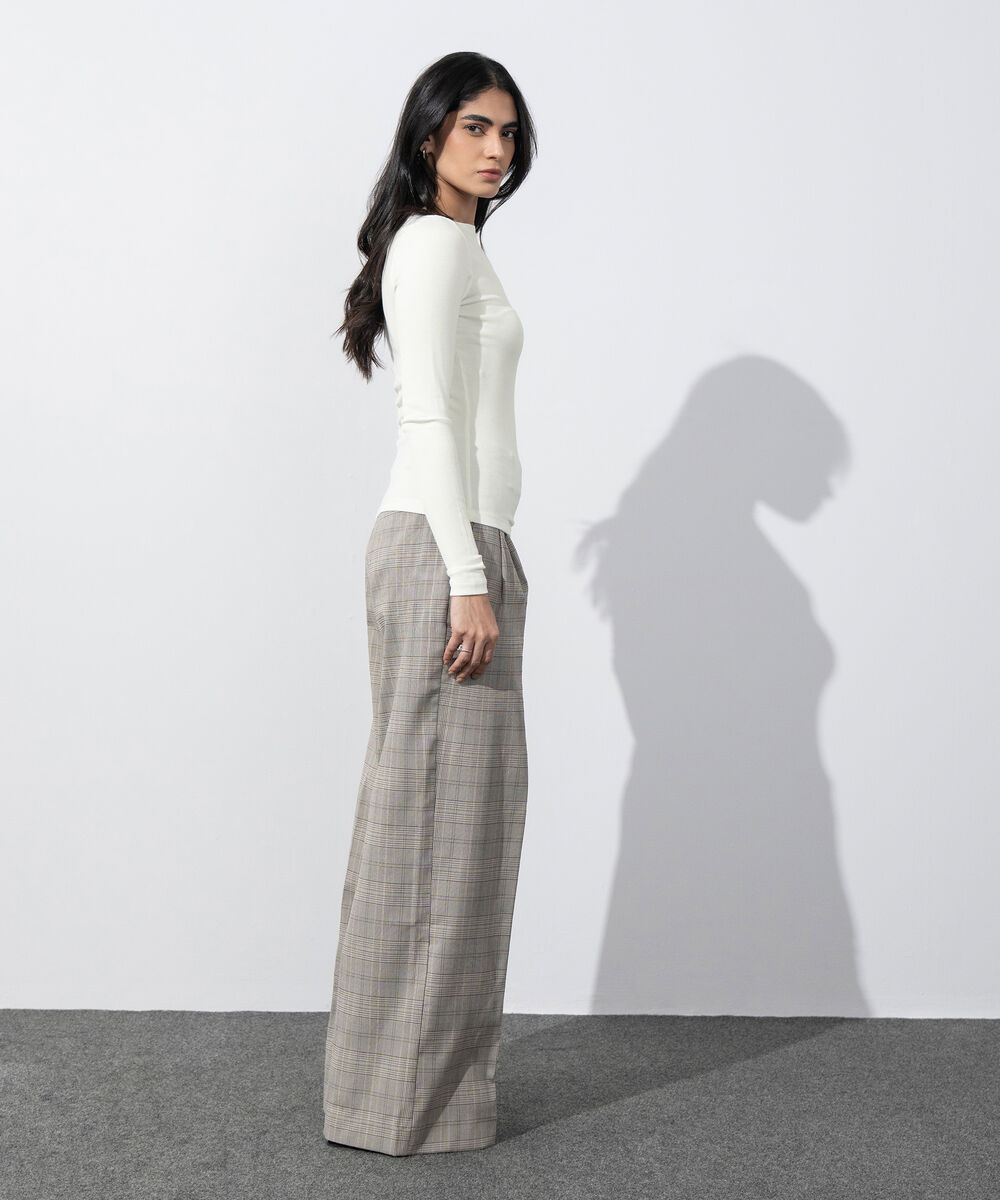 Women's Western Wear White Slash Neck Rib Top