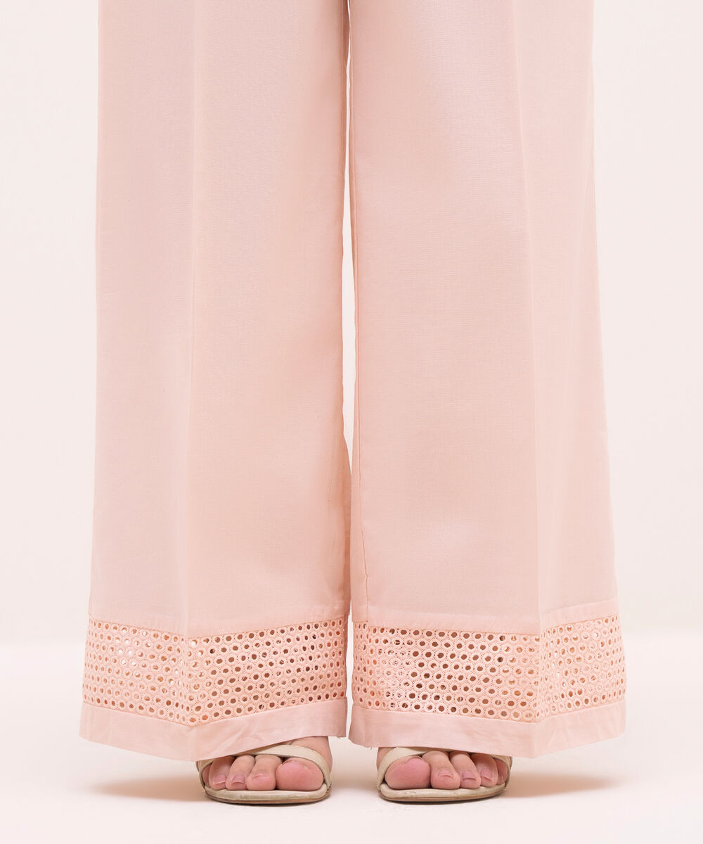 Women's RTW Cambric Pink Solid Culottes