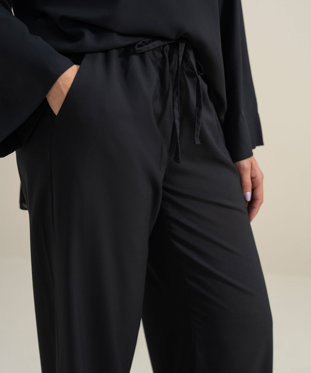 Women's Polyester Black Modest Trousers