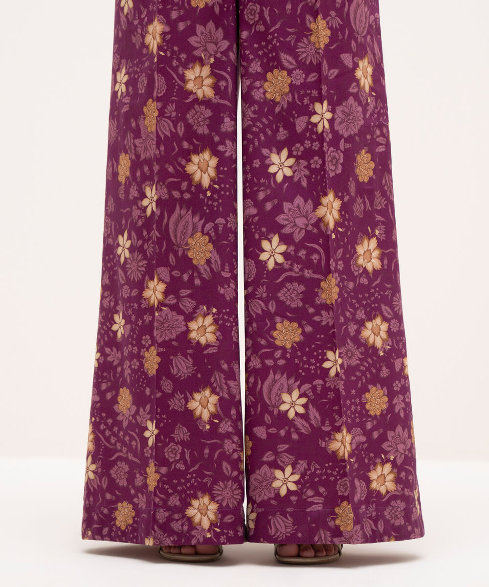 Women's RTW Cotton Viscose Pink Printed Flared Pants