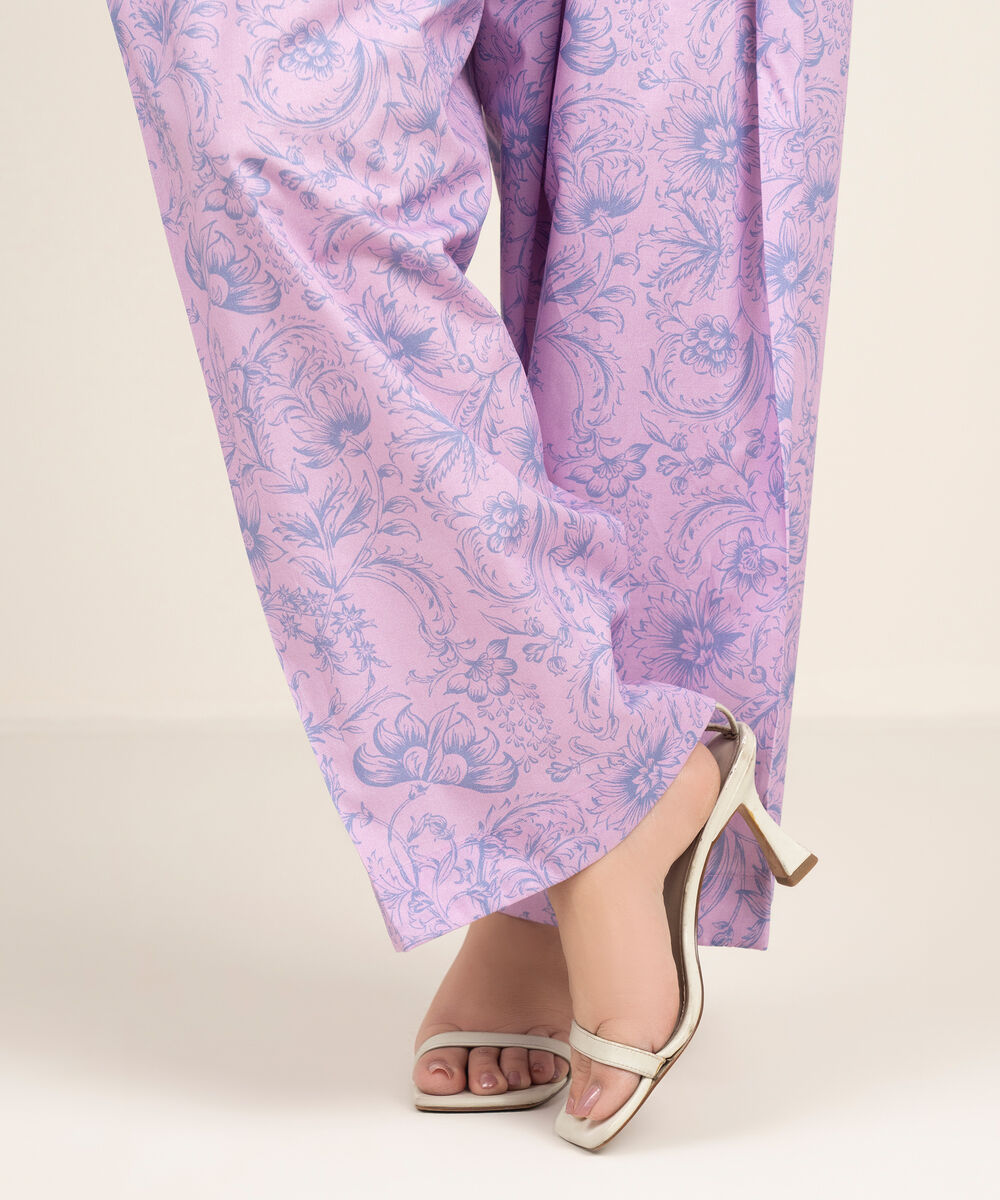 Women's RTW Cambric Printed Pink Farshi Shalwar