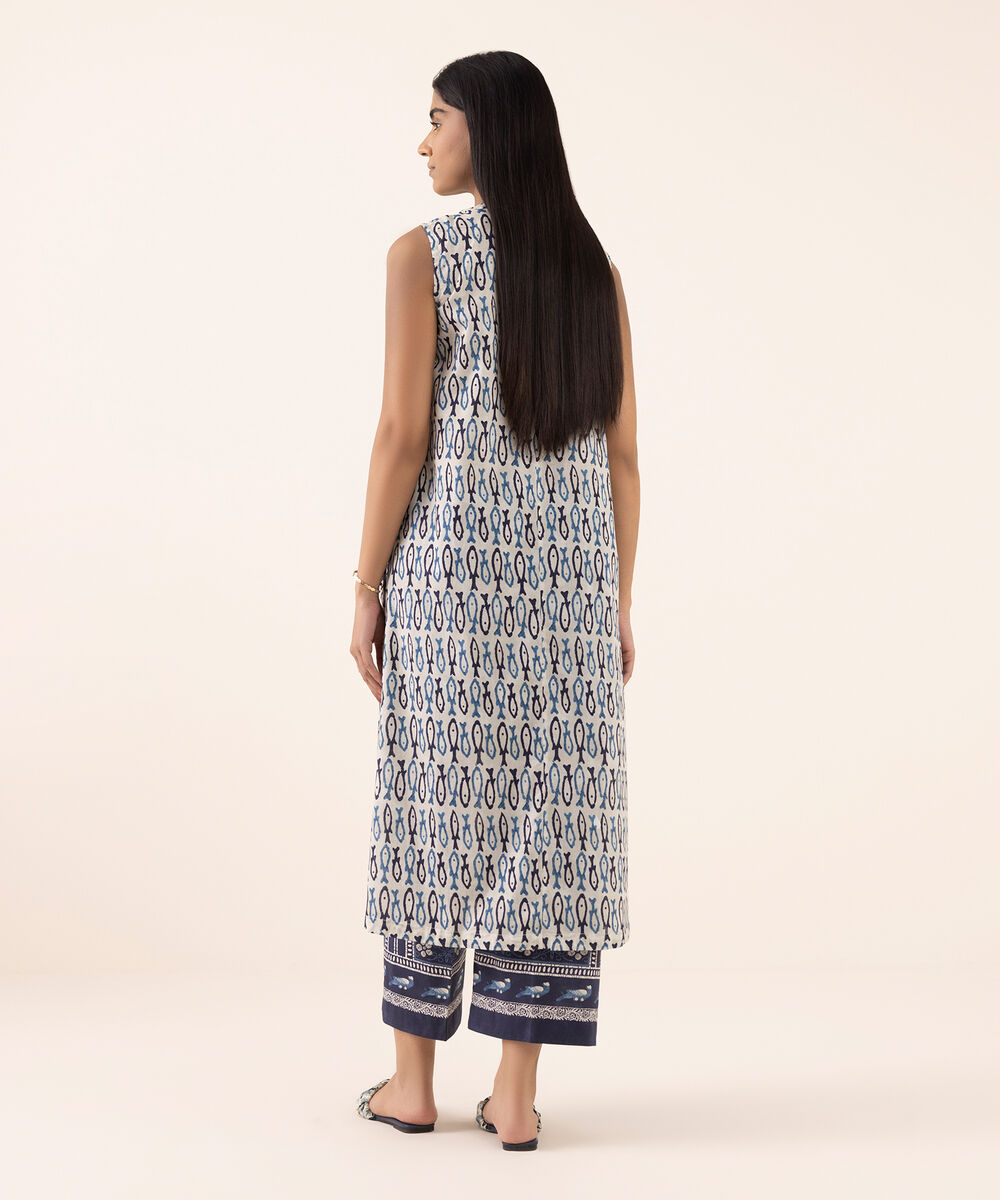 Women's RTW Lawn White Printed Aline Shirt