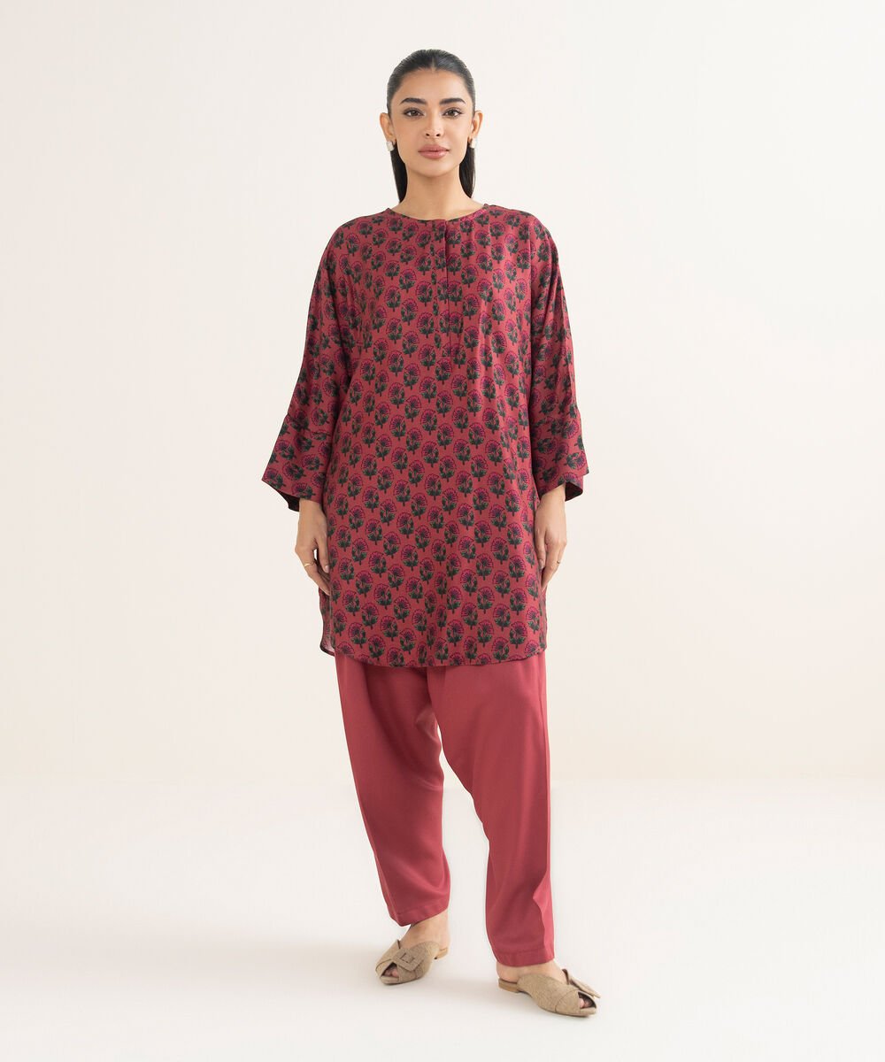 Women's RTW Bedford Printed Pink Boxy Shirt